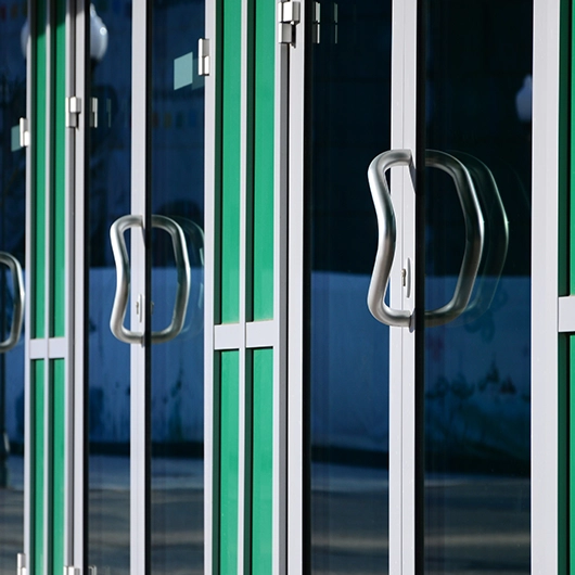 Commercial building entrance glass doors